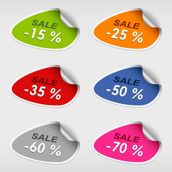 Adesivi colorati modello di vendita discsount — Vettoriale Stock