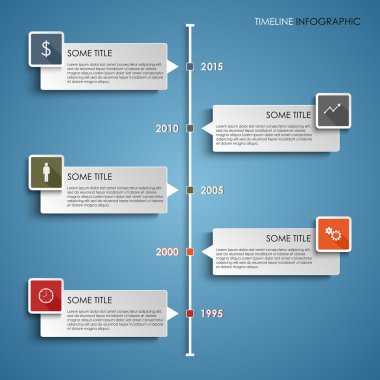 Zaman satırı bilgi grafik renkli öğe şablonu