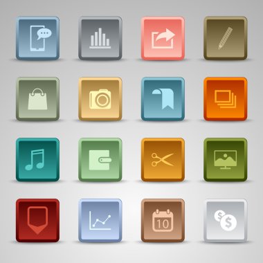 Renkli set kare düğmeler şablon Çar