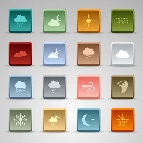 Kolorowy zestaw internetowych kwadratowe przyciski Pogoda — Wektor stockowy