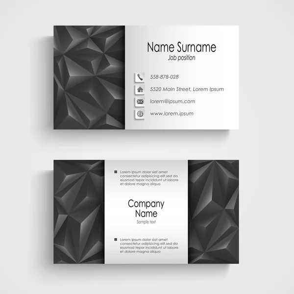 Modern triangle gray business card template — Stock Vector