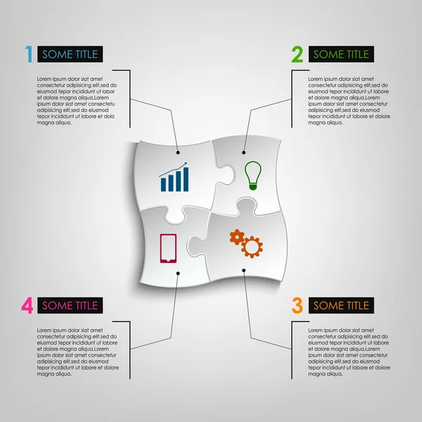 Info Grafik weißes Puzzle Design-Vorlage — Stockvektor