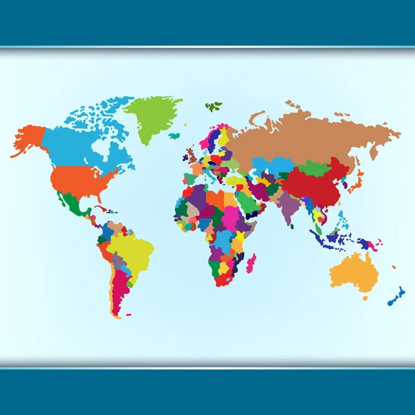 Semplice mappa del mondo colorato — Vettoriale Stock