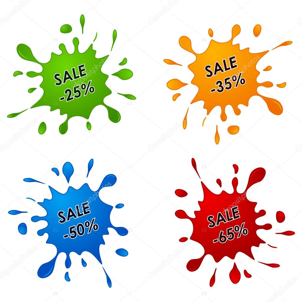 Discount sale pointer as the spilled paint