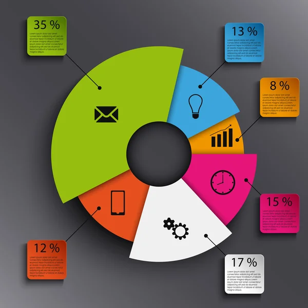 Info gráfico con plantilla de gráfico redondo abstracto — Vector de stock