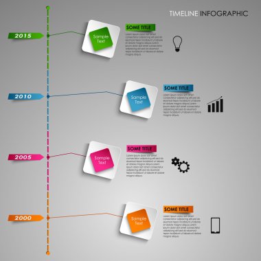 Zaman satırı bilgi grafik renkli kare ışık şablon