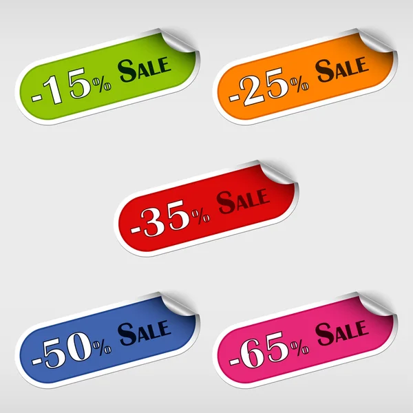 Kleurrijke stickers voor verkoop korting — Stockvector
