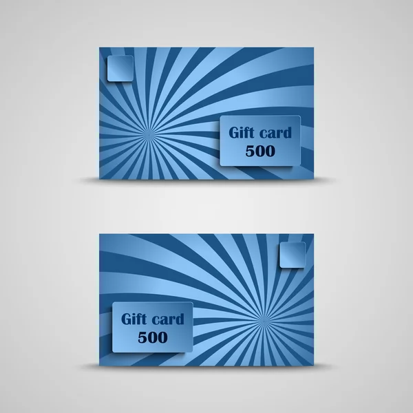 Carte cadeau avec fond rayé bleu — Image vectorielle