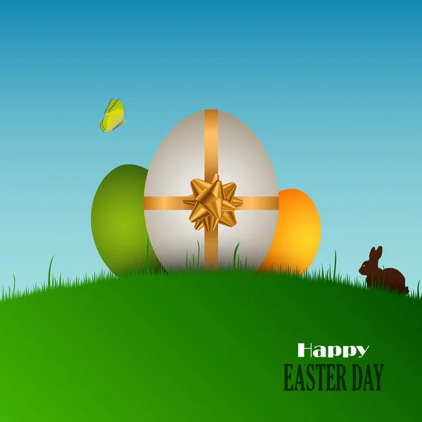 Easter card with eggs in the grass — Stock Vector