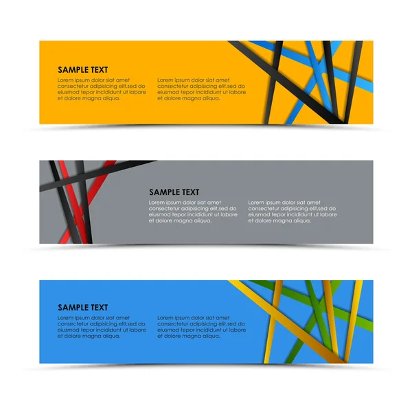 Modèle de bannières rayées colorées abstraites — Image vectorielle