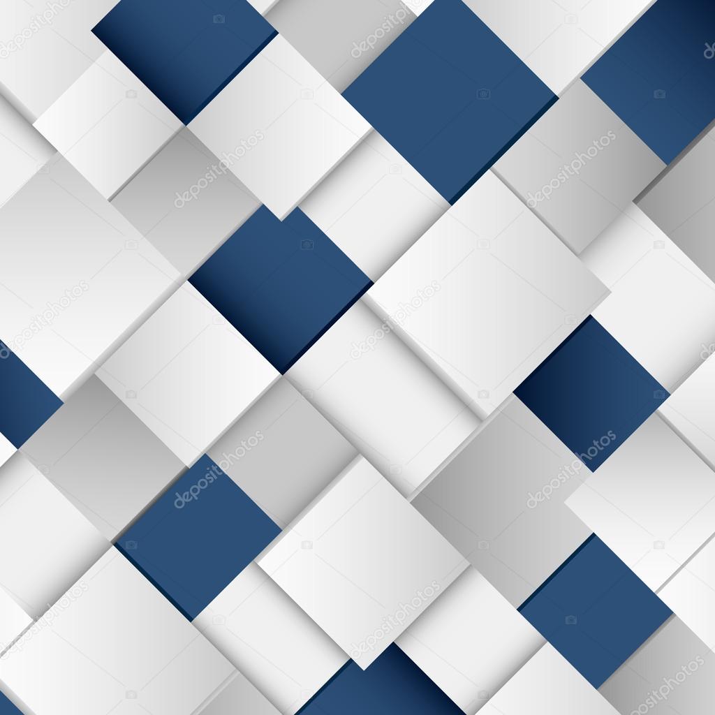 Abstract white and blue square background