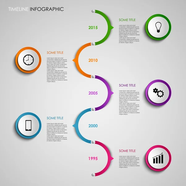 Time line info graphic colored round design template — Stock Vector