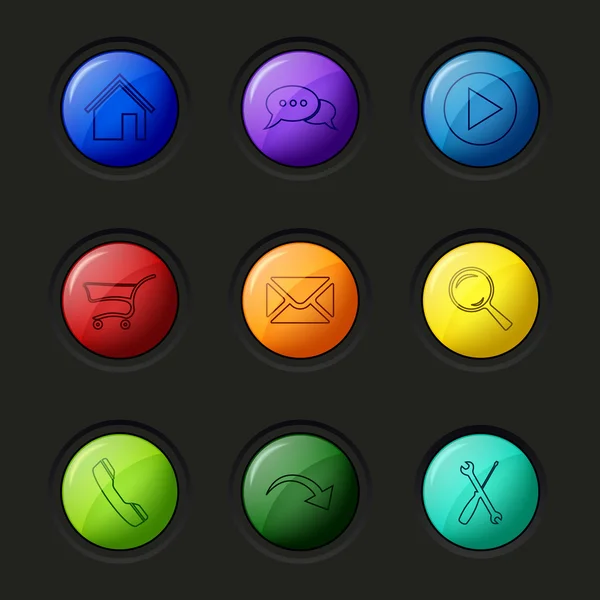 Websjabloon gekleurde ronde knoppen ontwerp van proefbaan — Stockvector