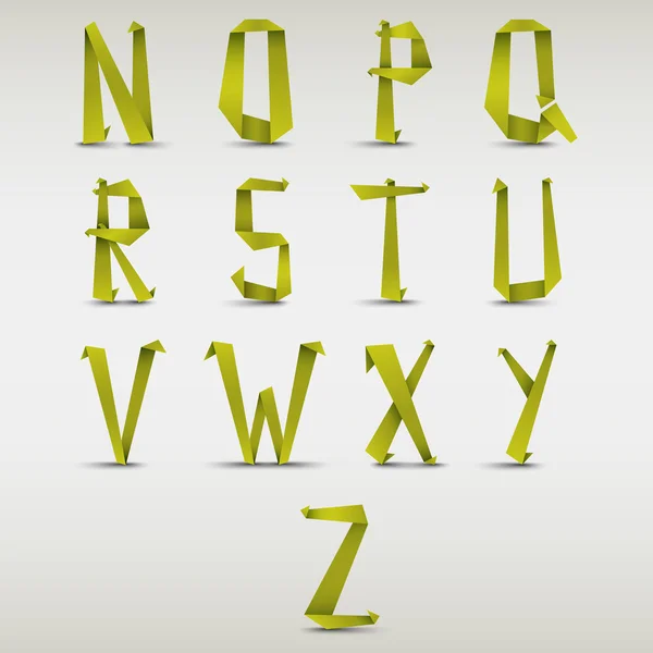 Alphabet gefaltete grüne Papier abstrakte Vorlage — Stockvektor