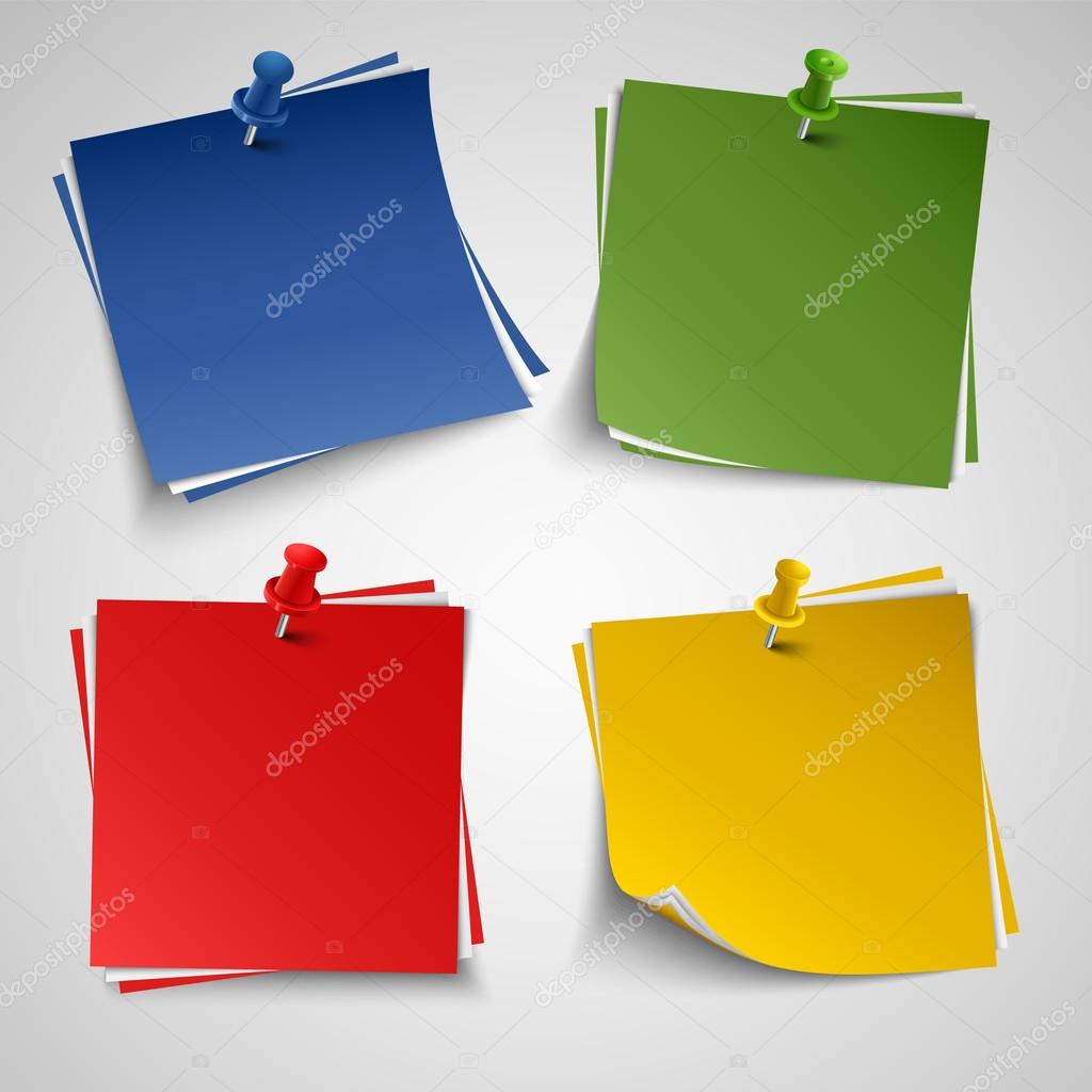 Note color paper with push colored pin template