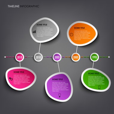 Time line info graphic with colored abstract stickers clipart