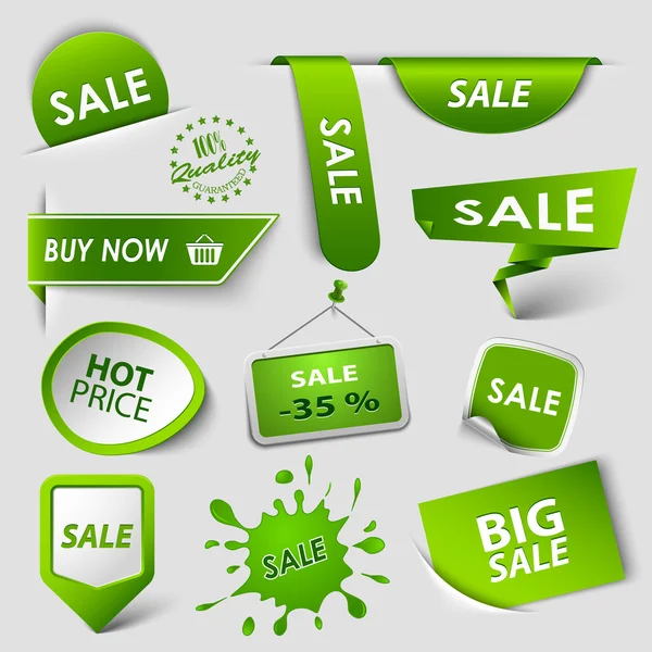 Coleção web ponteiros verdes rótulos para compras Vetores De Stock Royalty-Free