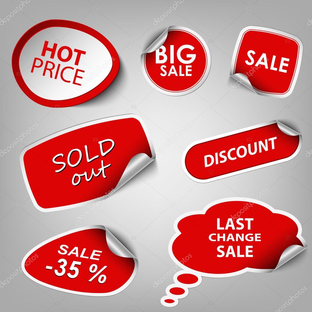 Red collection stickers sale discount template