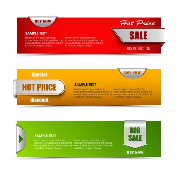 Moderne horizontale banners met pointers verkoop — Stockvector