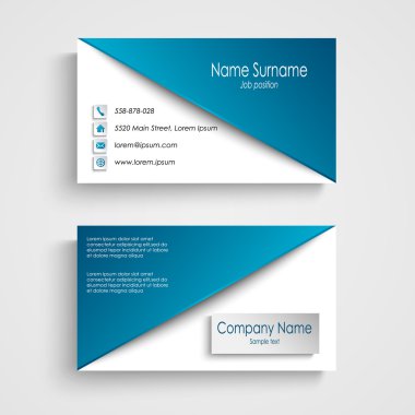 Kartvizit mavi beyaz arka plan şablonu ile