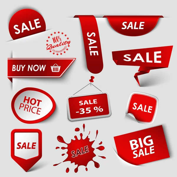 Collection web red pointers labels for shopping — Stock Vector