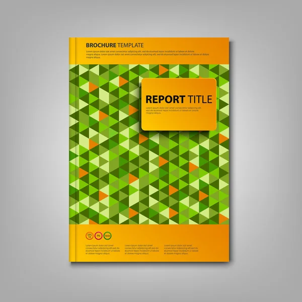 Brochures book or flyer with green triangles template — Stock vektor