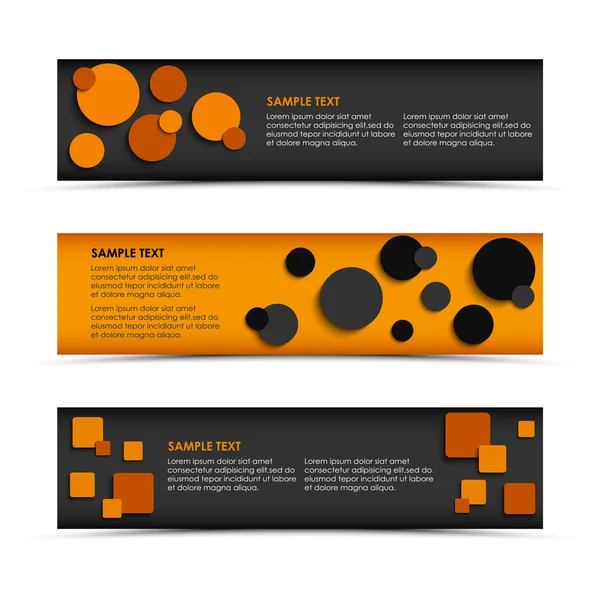 Abstract horizontal banners with rounds and squares — Stockový vektor