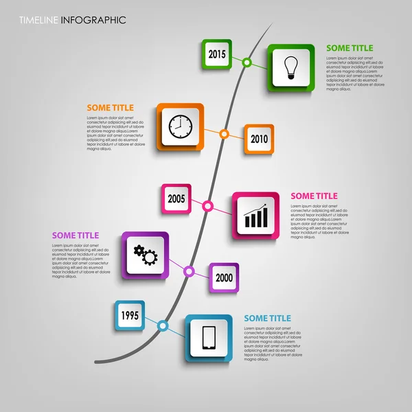 Tasarım şablonu zaman satır bilgi grafik renkli kareler Stok Vektör