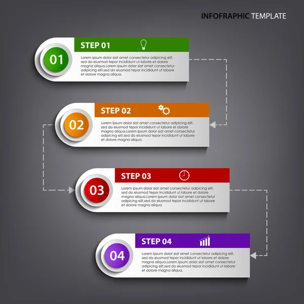 Info gráfico com etiquetas coloridas rótulos modelo de design Ilustração De Stock