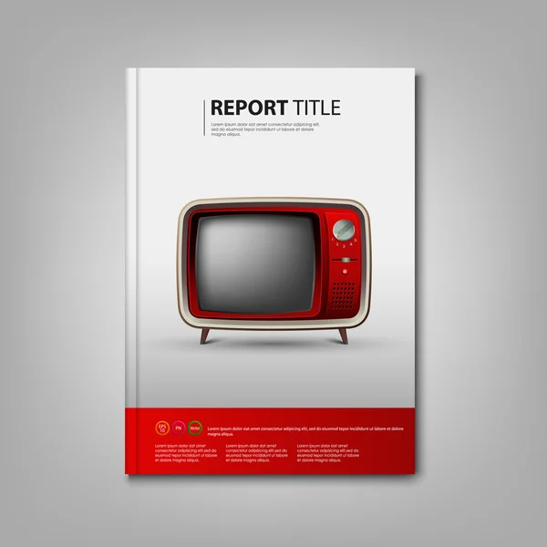 Brochures book or flyer with red retro television template — Stock Vector