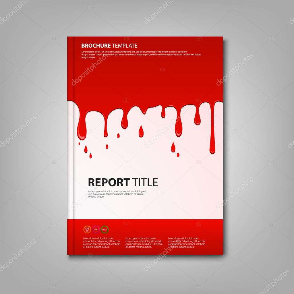 Brochures book or flyer with spilled red color template