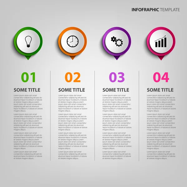 Infografik mit farbigen runden Zeigern Vorlage — Stockvektor
