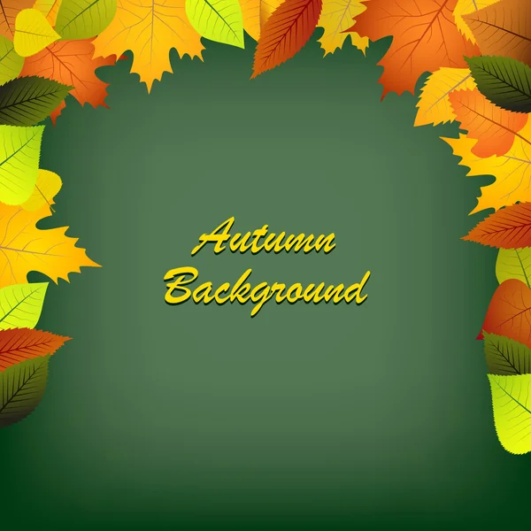 Herbstblätter auf grünem Hintergrund — Stockvektor