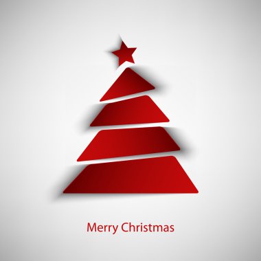 Noel kartı soyut kırmızı ağaç şablonu ile