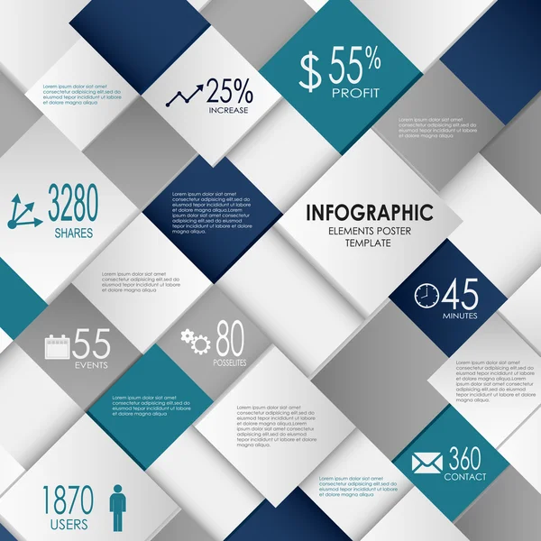 Info gráfico com azul abstrato cubos modelo — Vetor de Stock