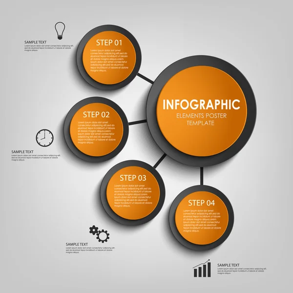 Turuncu ve siyah tasarım daireler şablonu ile bilgi grafiği