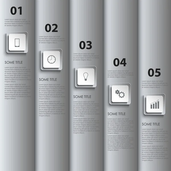 Info grafiche con strisce argentate e puntatori di design — Vettoriale Stock