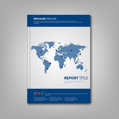 Broşürler kitap veya el ilanı ile mavi soyut Dünya Haritası