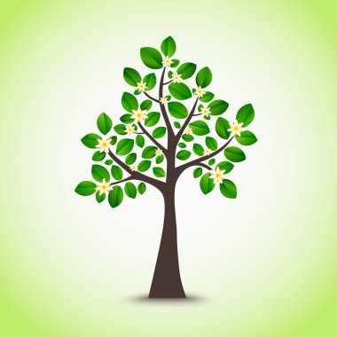 Yeşil yaprakları arka plan ağaç bahar çiçekli