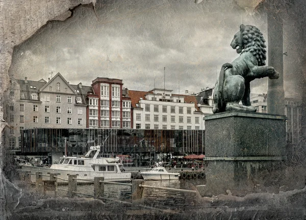 Imagen retro en estilo de pintura de Bergen — Foto de Stock