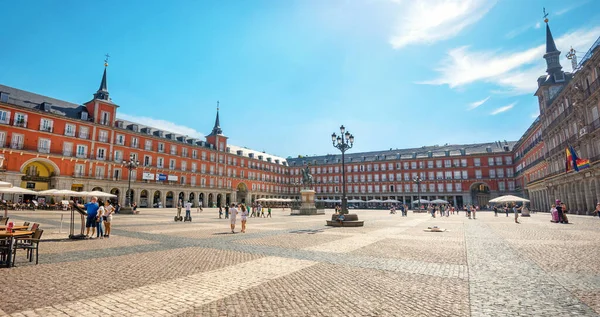 Madrid Spanien Juni 2018 Panoramautsikt Över Plaza Mayor Centrala Torget — Stockfoto