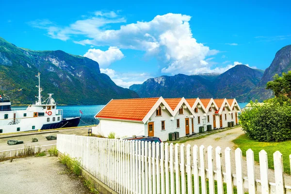 Scenic View Wharf Aurland Village Aurlandsfjord Norway — Stock Photo, Image