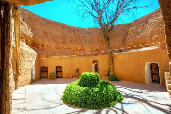 Αυλή Του Berber Υπόγειες Κατοικίες Matmata Τυνησία Βόρεια Αφρική Φωτογραφία Αρχείου