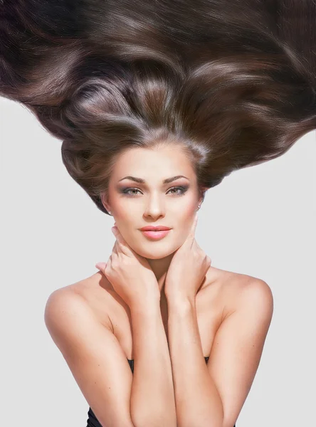 Mulher com cabelo longo perfeito — Fotografia de Stock