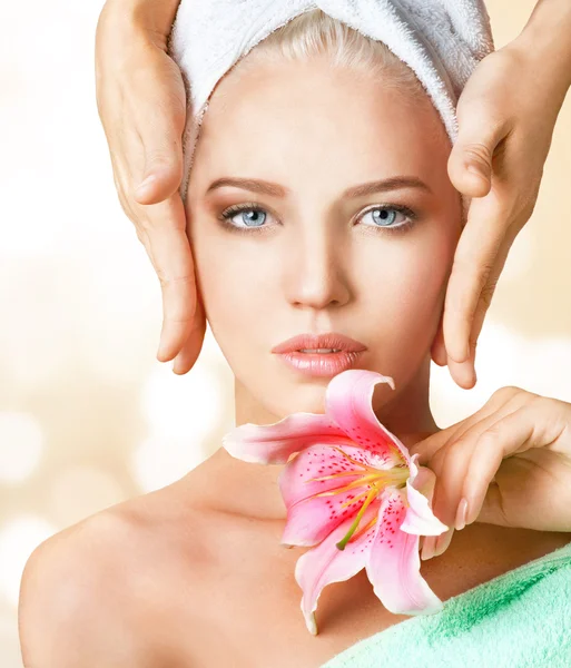 Facial massage of young woman — Stock Photo, Image