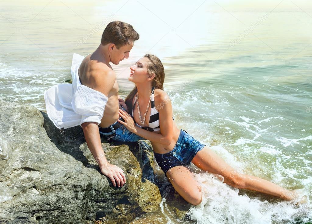 Couple in love on the beach