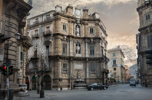 Quattro Canti in Palermo, Sicilië, Italië — Stockfoto