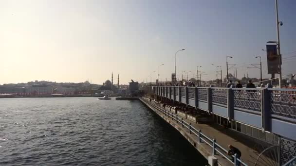 İstanbul ve Boğaz manzarası var. İstanbul manzarası simgelerle dolu — Stok video