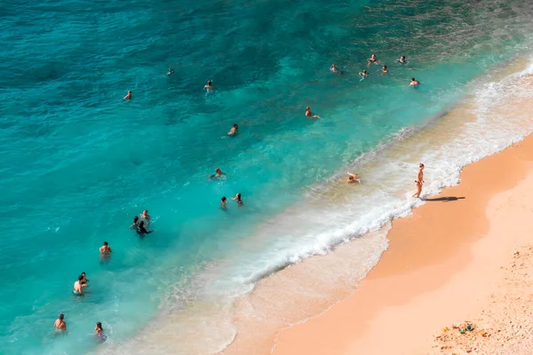 Vista Praia Azul Turquesa Praia Bonita Kaputas Turquia Com Pessoas — Fotografia de Stock