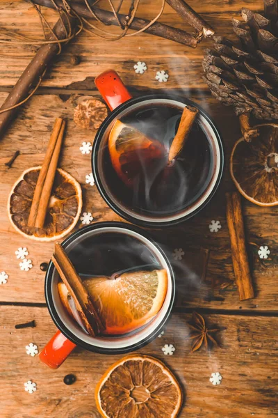 Fond Vin Chaud Une Boisson Noël Chaude Hiver Base Vin — Photo